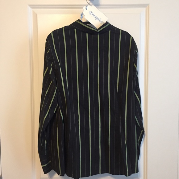 Lane Bryant Black/Green Striped Blouse Size 18/20 - Picture 2 of 7